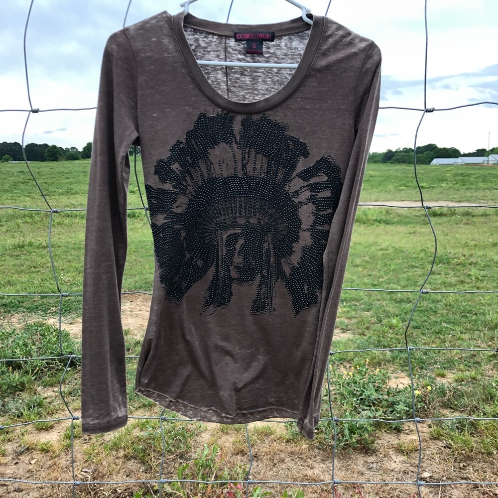 Sequin Indian Skull Long Sleeve